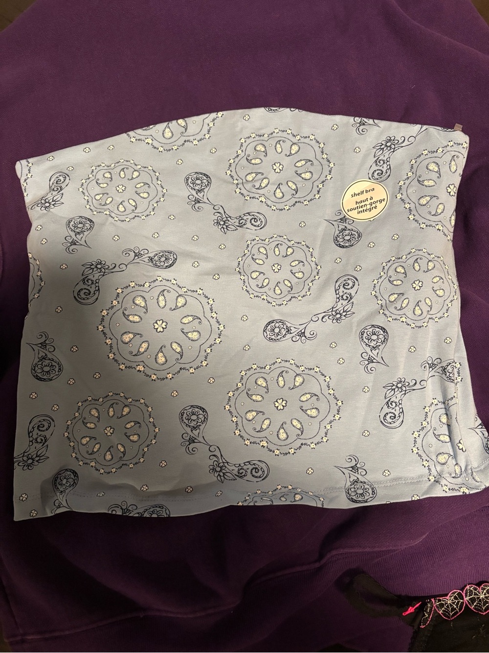 No Boundaries Light Blue Paisley Tube Top